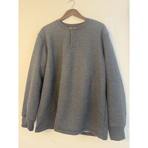 Itasca Mens 2XL Gray Sherpa Lined Thermal Henley Pullover Shirt Outdoor Casual